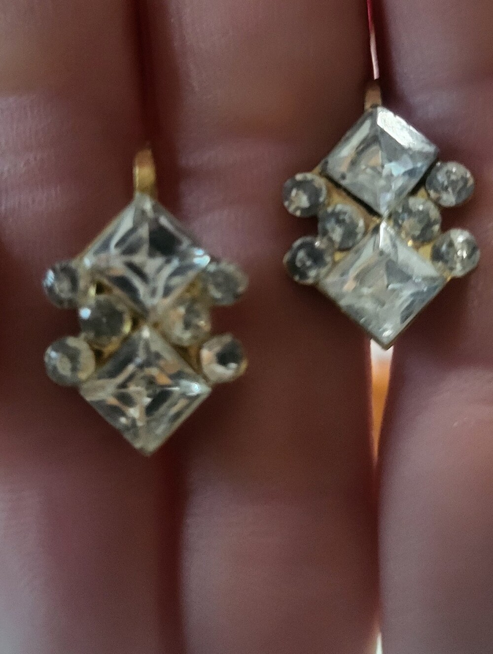 Vintage Mid-Century Clear Rhinestone Screwbacks Art Deco Geometric Princess 40s